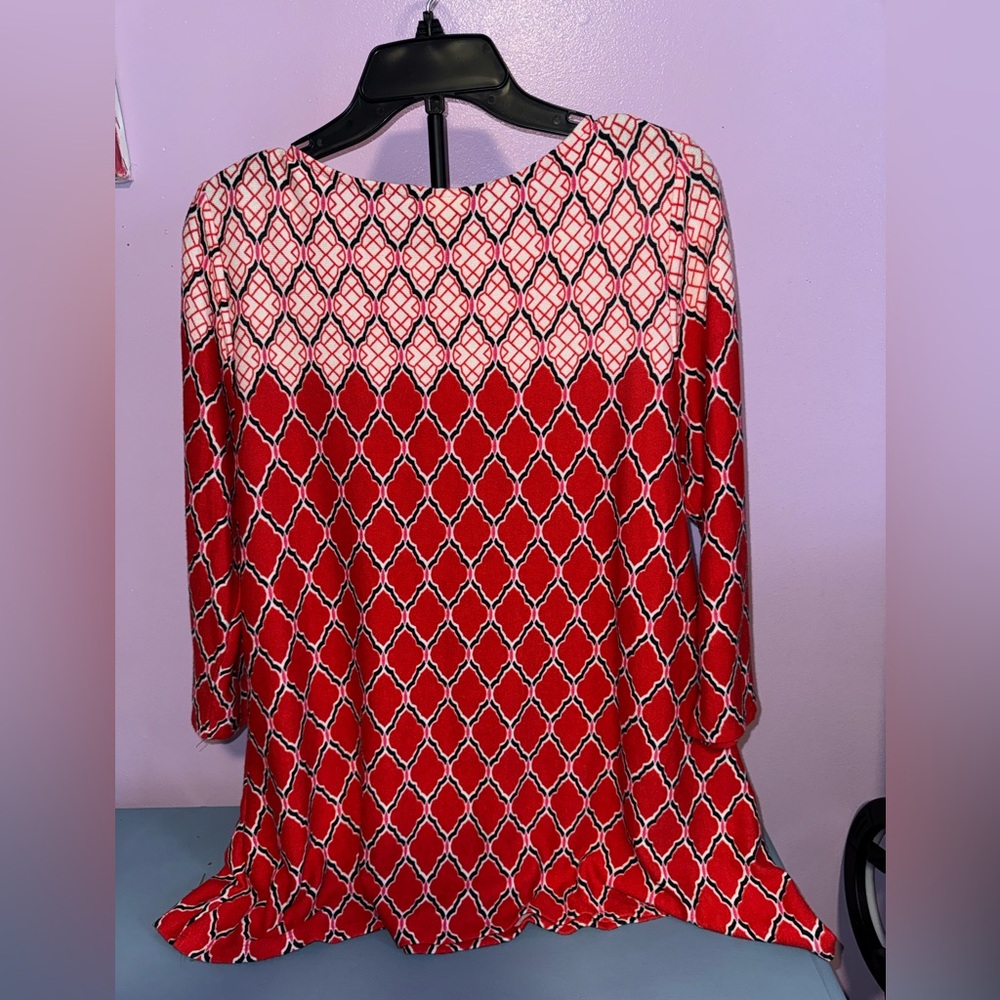 Ruby Rd. Red and White Patterned Top - Picture 3 of 3